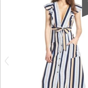 Lost + Wander Claudia  Stripe Midi Dress